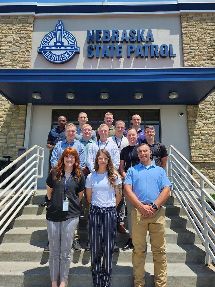 group at building