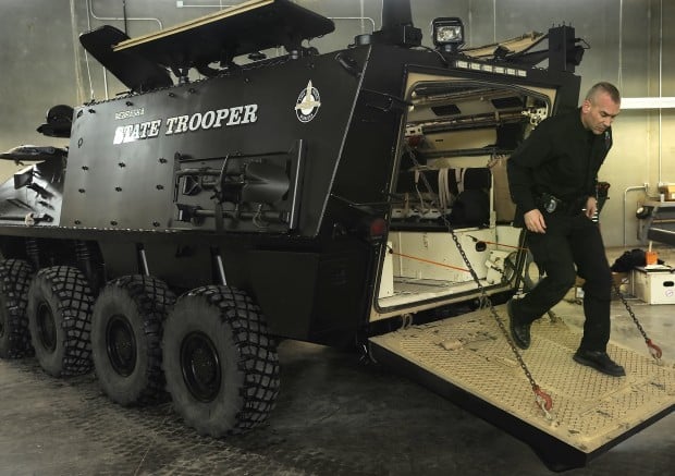 armored vehicle with trooper
