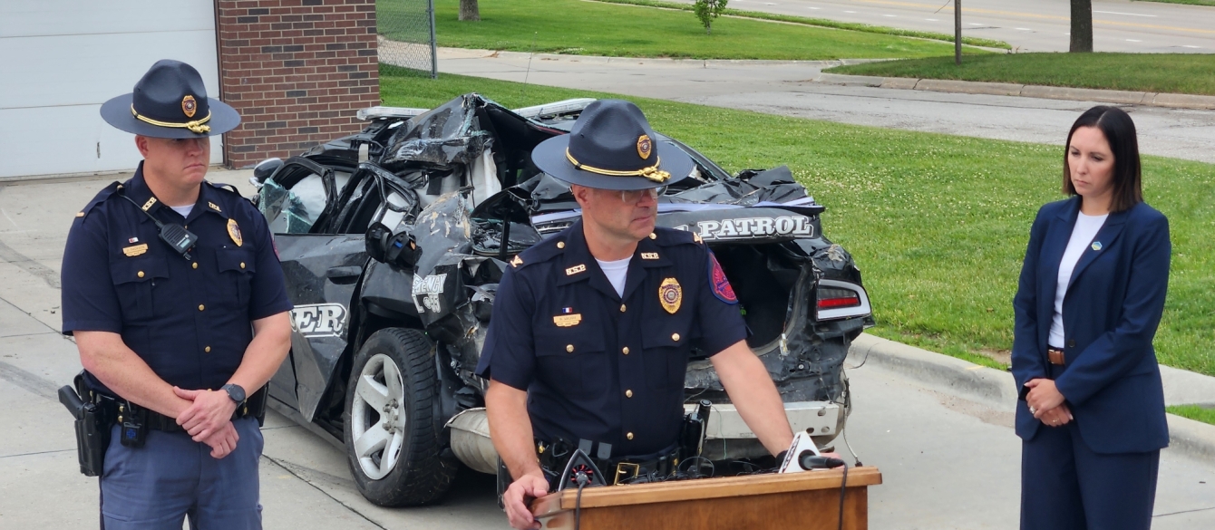 Photo of News conference featuring Colonel Bryan Waugh