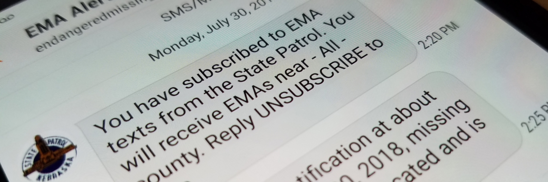 text messages from endangered missing advisory system