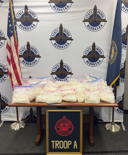 130 pounds of methamphetamine in bags on a table