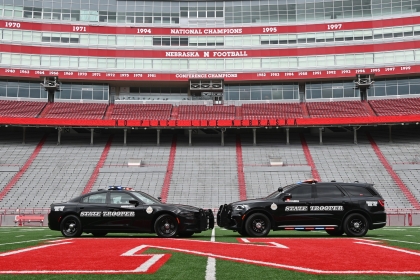 2 NSP patrol vehicles inside Memorial Stadium