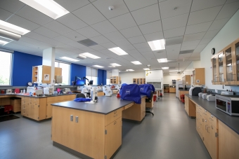 crime lab with computer and tech equipment